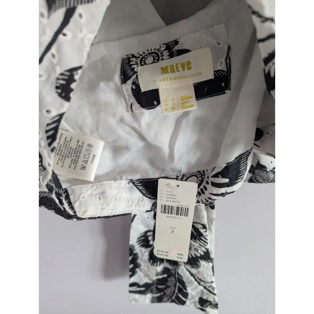 NWT Anthropologie Maeve One-Shoulder Cropped Blouse Size 2